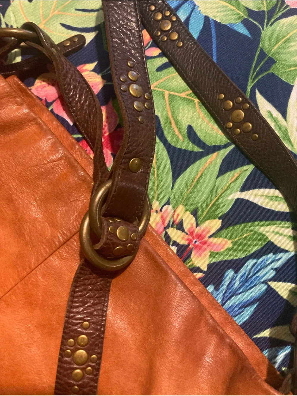 Ellington Rustic Cognac Leather Shoulder Tote
